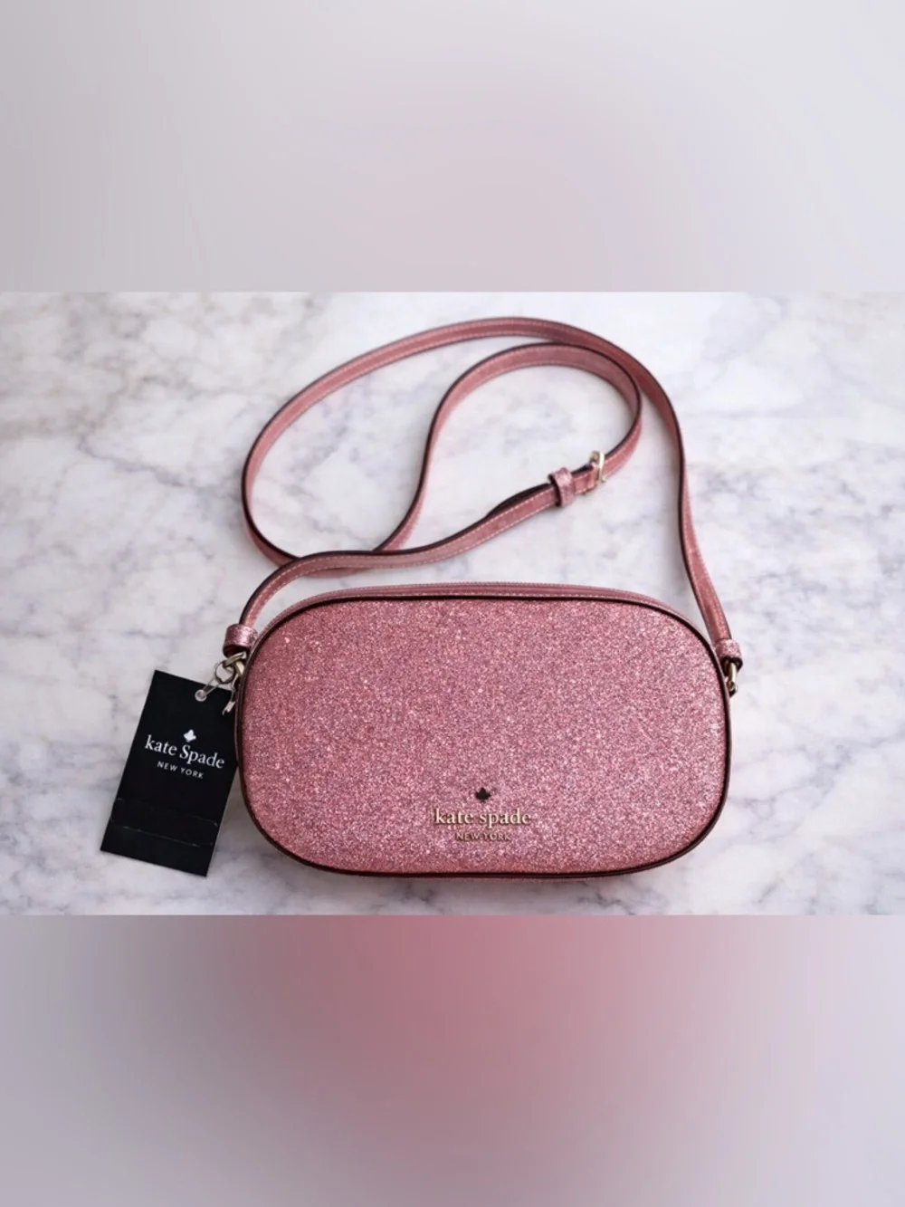 Kate Spade Glitter Crossbody Pink Metallic Sparkle Mini Bag NWT